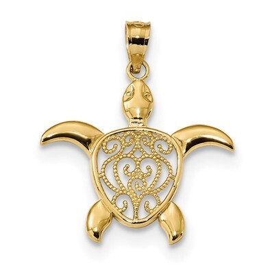 Filigree Sea Turtle Pendant 14k Gold Polished K6038, MPN: K6038, 883957155890