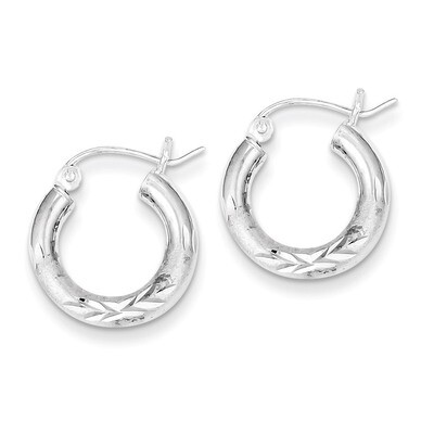 3.00mm Satin Diamond-cut Hoop Earrings Sterling Silver Rhodium-plated QE3562, MPN: QE3562, 88395792…