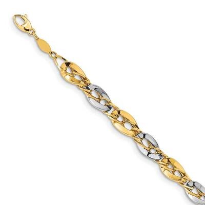 Fancy Double Curb Link Bracelet 14k Two-tone Gold Polished SF2618-8, MPN: SF2618-8, 191101981876