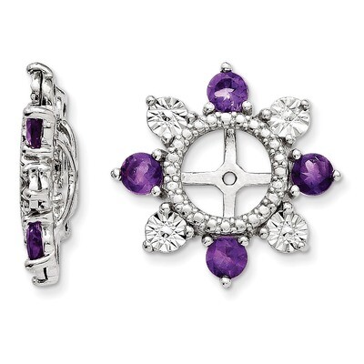 Amethyst Earring Jacket Sterling Silver Rhodium QJ110FEB, MPN: QJ110FEB, 191101388088