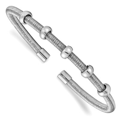 Leslie&#39;s Textured &amp; Polished Cuff Bangle Sterling Silver Rhodium HB-QLF900, MPN: QLF900, 1911017525…