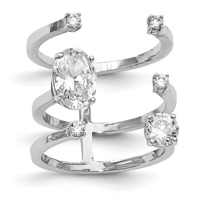 CZ Adjustable Ring Sterling Silver Rhodium-plated QR6522, MPN: QR6522, 886774612850