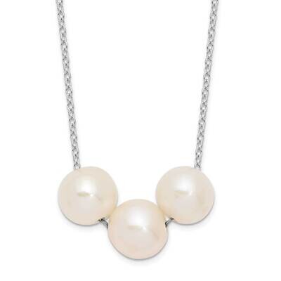 8-9mm White Semi-Round Cultured Freshwater Pearl Necklace Sterling Silver Rhodium-plated QH5666-17,…