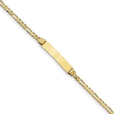 6 Inch Figaro Link ID Bracelet 10k Gold 10BID48-6, MPN: 10BID48-6, 191101440182