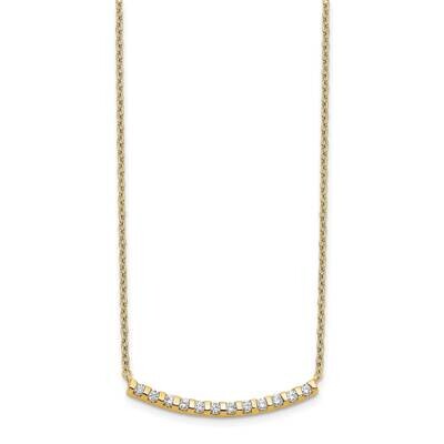 Si1/Si2, G H I, Curved Bar Necklace 14k Yellow Gold Lab Grown Diamond PM3732-025-YLG, MPN: PM3732-0…