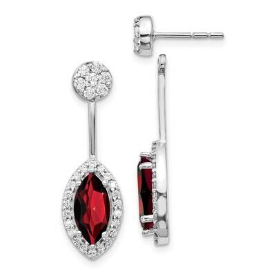 Garnet Earrings 14k White Gold Diamond EM4194-GA-075-WA, MPN: EM4194-GA-075-WA, 191101837869