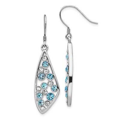 Clear &amp; Blue Crystal Wing Dangle Earrings Sterling Silver Rhodium-plated QE14415, MPN: QE14415, 883…