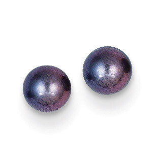 4-5mm Black Button Cultured Pearl Stud Earrings 14k Gold X40BB, MPN: X40BB, 815479016199