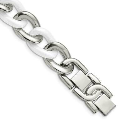 White Ceramic 7.5 Inch 1in. Extension Bracelet Stainless Steel SRB804-7.5 by Chisel, MPN: SRB804-7.…