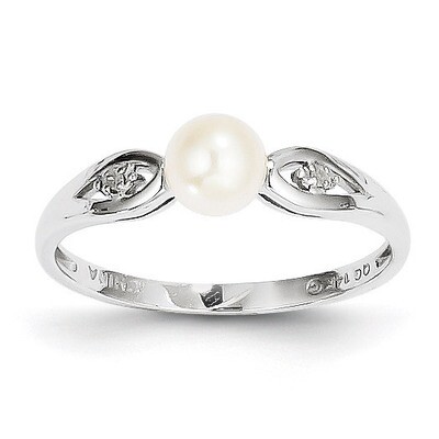Cultured Pearl Diamond Ring 14k White Gold Genuine XBS305, MPN: XBS305, 883957531625