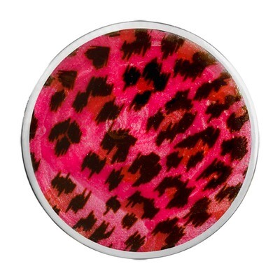Nikki Lissoni Deep Pink Leopard Print Silver-Plated 33mm Coin C1440SM, MPN: C1440SM, 8718627469910