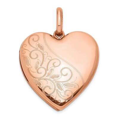 Rose Gold-Plated Scroll 24mm Heart Swing Locket Sterling Silver QLS1107, MPN: QLS1107,