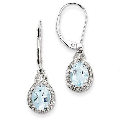 Blue Topaz Earrings Sterling Silver Diamond QE10141BT, MPN: QE10141BT, 883957399874
