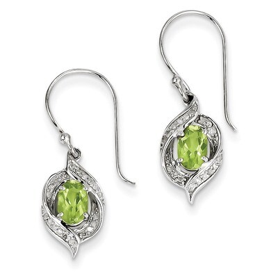 Peridot Shepherd Hook Earrings Diamond Sterling Silver QE10093PE, MPN: QE10093PE, 883957399812