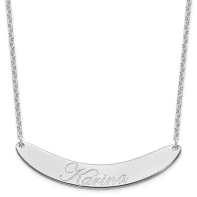 Large Polished Curved Edwardian Script Bar Necklace Sterling Silver Rhodium-plated XNA1228SS, MPN: …