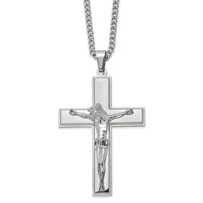Crucifix 24 Inch Necklace Stainless Steel Polished SRN2793-24 by Chisel, MPN: SRN2793-24, 191101870…