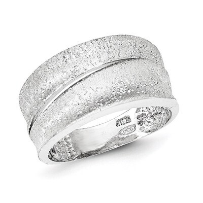 Brushed &amp; Textured Fancy Ring Sterling Silver QR6135-6