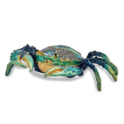 Blue Crab Trinket Box Enamel on Pewter by Jere, MPN: BJ2242, 191101595677