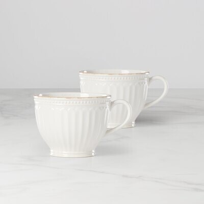 Lenox French Perle Groove Latte Mugs Set of 2 White 892450, MPN: 892450,