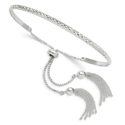 Diamond-Cut with Tassels Adjustable Bangle Sterling Silver Polished QG5898, MPN: QG5898, 1911017674…