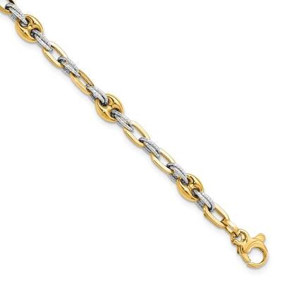 Textured Double Fancy Link Bracelet 14k Two-Tone Gold FB1960-7.5, MPN: FB1960-7.5, 883957810553