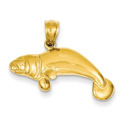 Manatee Pendant 14k Gold Solid Polished C2603, MPN: C2603, 637218040865