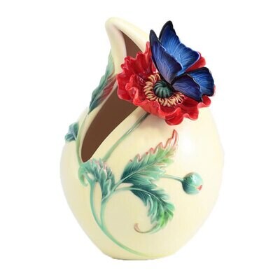 Franz Porcelain Sweetheart Poppy and Butterfly Small Vase FZ03018, MPN: FZ03018,