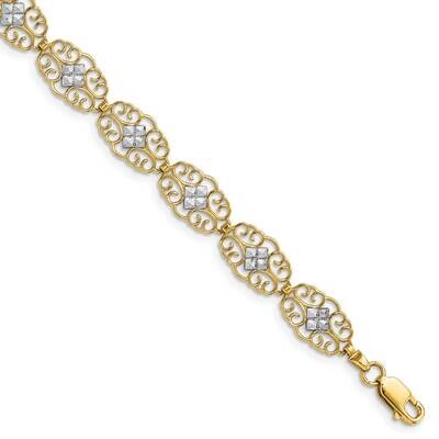 Marquise with Scalloped Edge Bracelet 14k Gold Rhodium Diamond-cut FB1853-7.25, MPN: FB1853-7.25, 6…