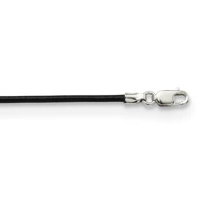 20Inch 1.5mm Black Leather Cord Necklace Sterling Silver QG1297-20, MPN: QG1297-20, 886774115962