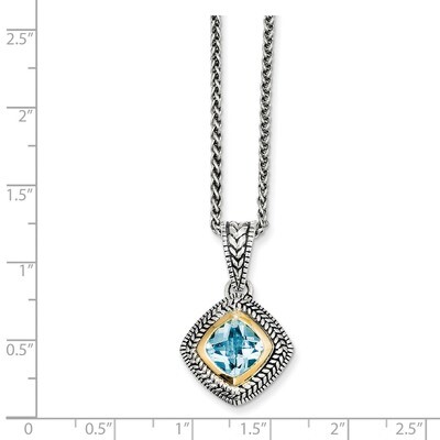 3.00 Sky Blue Topaz 18 Inch Necklace Sterling Silver &amp; 14k Gold QTC146, MPN: QTC146, 742323127735