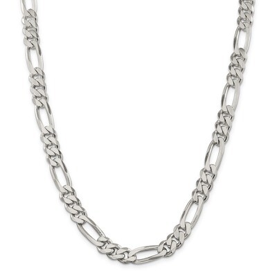 30 Inch 9mm Figaro Chain Sterling Silver QFG250-30, MPN: QFG250-30, 191101394447