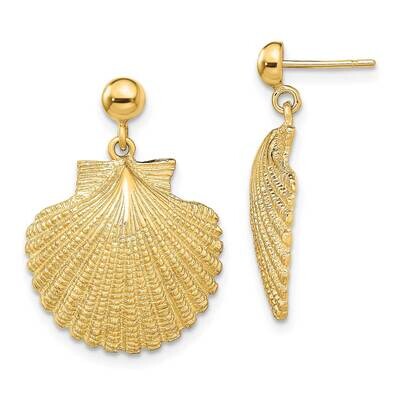 Scallop Dangle Earrings 14k Gold TE829, MPN: TE829, 637218065868