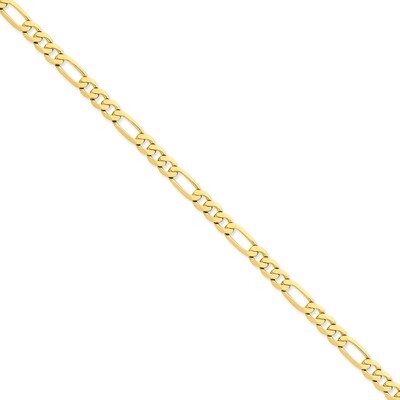 6.25mm Flat Figaro Chain 22 Inch 14k Gold FFL160-22, MPN: FFL160-22, 886774416595