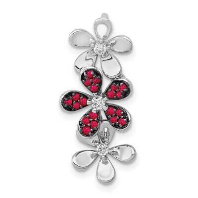 .14 Ruby Three Flowers Chain Slide 14k White Gold Diamond PM4044-RU-009-WA, MPN: PM4044-RU-009-WA, …