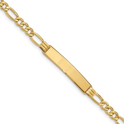 8 Inch Figaro Link ID Bracelet 14k Gold Semi-solid DCID141-8, MPN: DCID141-8, 883957218342