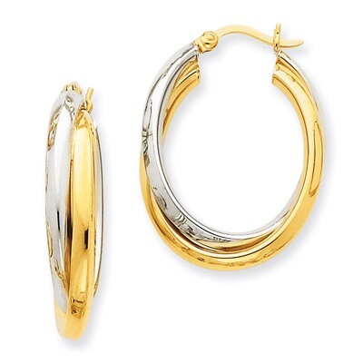 Polished Double Oval Hoop Earrings 14k Two-Tone Gold TM397, MPN: TM397, 883957292120