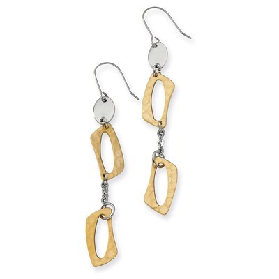 Yellow IP-plated Square Link Earrings - Stainless Steel SRE169 by Chisel, MPN: SRE169, 886774037172