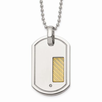 18k Gold Plating with .01ct. Diamond 24 Inch Necklace Stainless Steel SRN178-24 by Chisel, MPN: SRN…