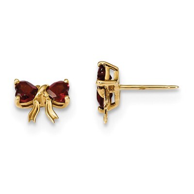 Garnet Bow Post Earrings 14k Gold Polished XBS514, MPN: XBS514, 191101168369