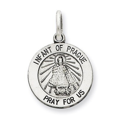 Infant of Prague Medal Antiqued Sterling Silver QC5492, MPN: QC5492, 191101182815