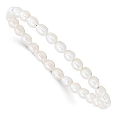 4-5mm White Rice Freshwater Cultured Pearl 40mm Stretch Bracelet QH5321, MPN: QH5321,
