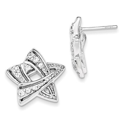 CZ Star Post Earrings Sterling Silver QE11861