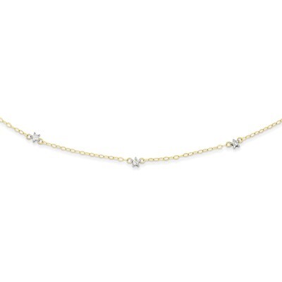 Oval Chain Diamond Cut Dots with 2in Ext Necklace 16 Inch 14k Two-Tone Gold SF2011-16, MPN: SF2011-…