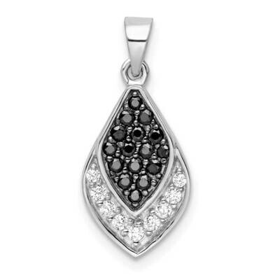 Polished Black and White CZ Diamond Pendant Sterling Silver Rhodium-Plated QP5522, MPN: QP5522,