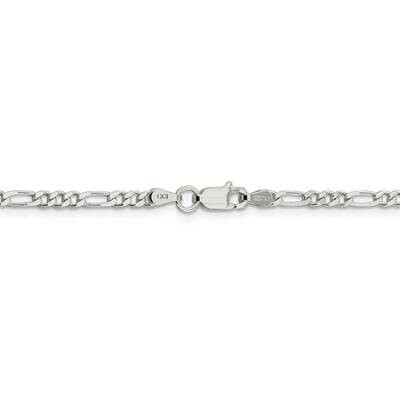 22 Inch 3mm Pav Flat Figaro Chain Sterling Silver QFF080-22, MPN: QFF080-22, 886774112756