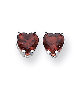 6mm Heart Garnet Earrings 14k White Gold XE98WGA, MPN: XE98WGA, 883957110905