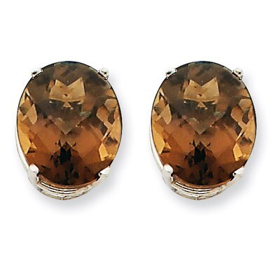 12x10 Oval Smokey Quartz Earrings 14k White Gold XE91WCQ, MPN: XE91WCQ, 883957109305