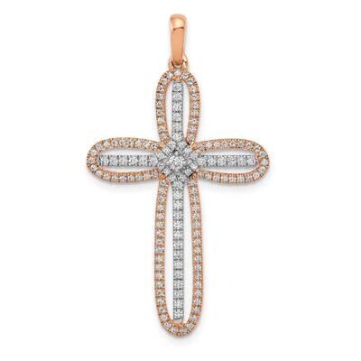 Rose Gold Cross Diamond Pendant 14k White Gold PM5117-050-WRA, MPN: PM5117-050-WRA, 883957306247