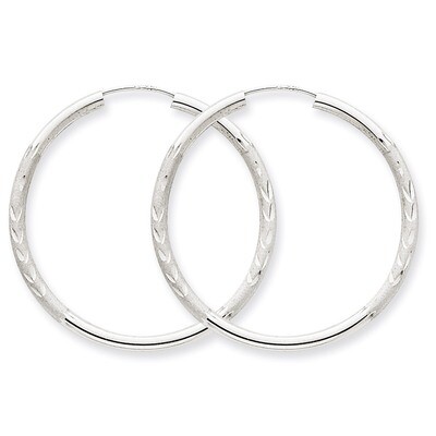 2mm Diamond-cut Endless Hoop Earrings 14k White Gold XY1203, MPN: XY1203, 883957299884