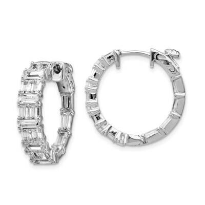Cz In and Out Round Hoop Earrings Sterling Silver QE15450, MPN: QE15450, 883957911830